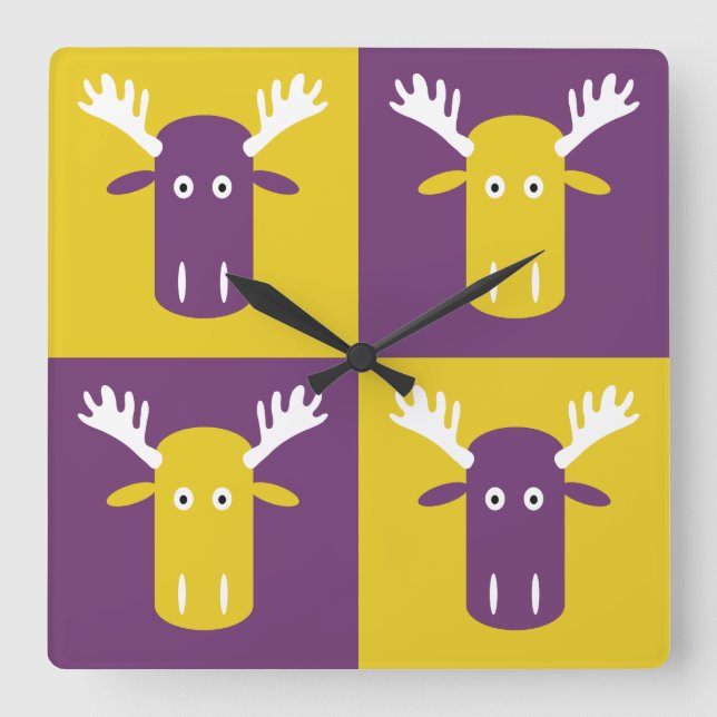 Moose Head Pop Art reloj de pared (Anverso)