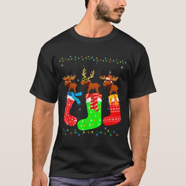 Moose In Xmas Socks Funny Holiday Ugly Sweater Chr (Anverso)