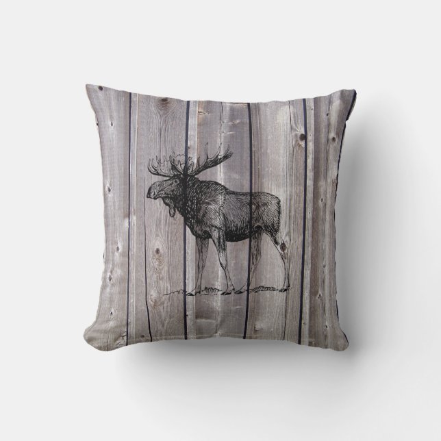 Moose salvaje sobre el Cojín decorativo de cabaña  (Anverso)