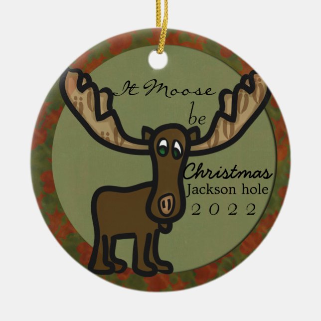 Moose ser navidades ornamento familiar Jackson Hol (Frente)