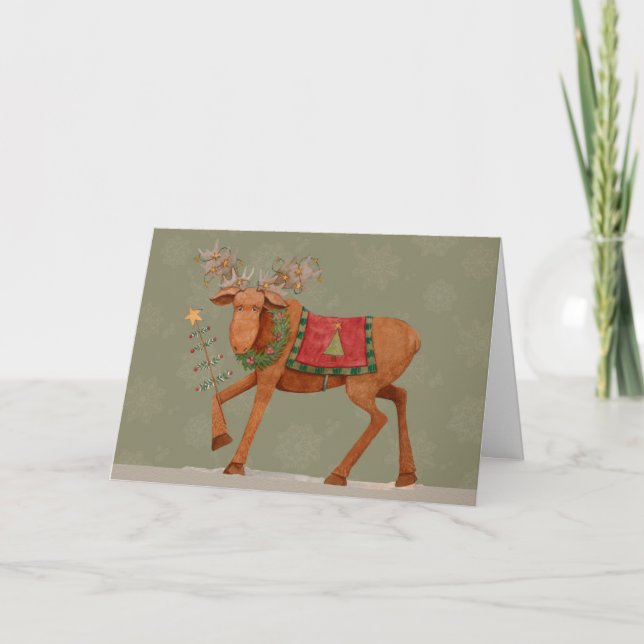 Moose with Tree - Tarjeta de saludo (Anverso)
