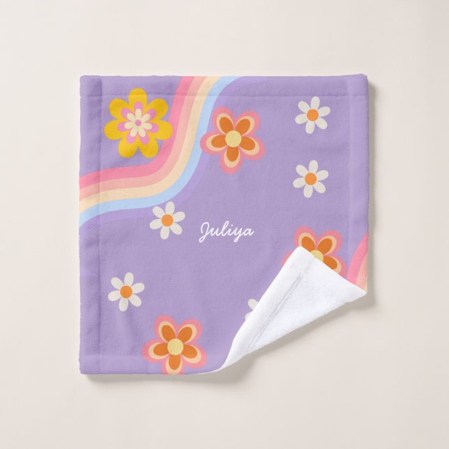 Morado arcoíris retro para niños (Toallita)