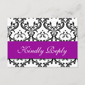 Morado Black Damask Wedding RSVP
