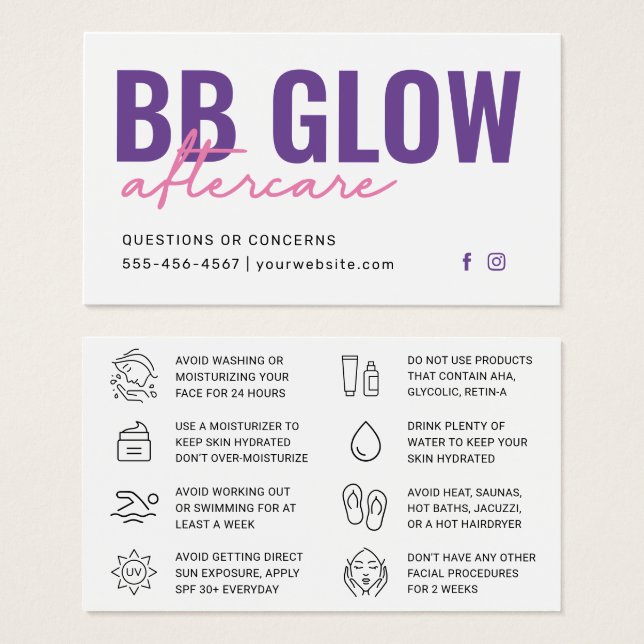 Morado Brillo después de la tarjeta de instruccion (Anverso y reverso)