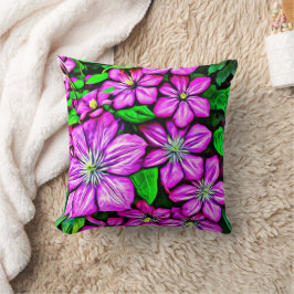 Morado Clematis arrojar almohada