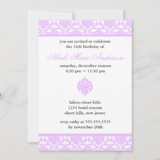 Morado Damasco Dulce Dieciséis Invitaciones