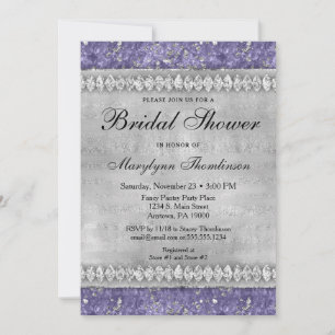 Morado Diamantes Bridal Shower Invitación Plata
