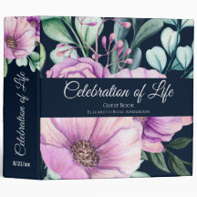 Morado Floral Celebración del libro de invitados d