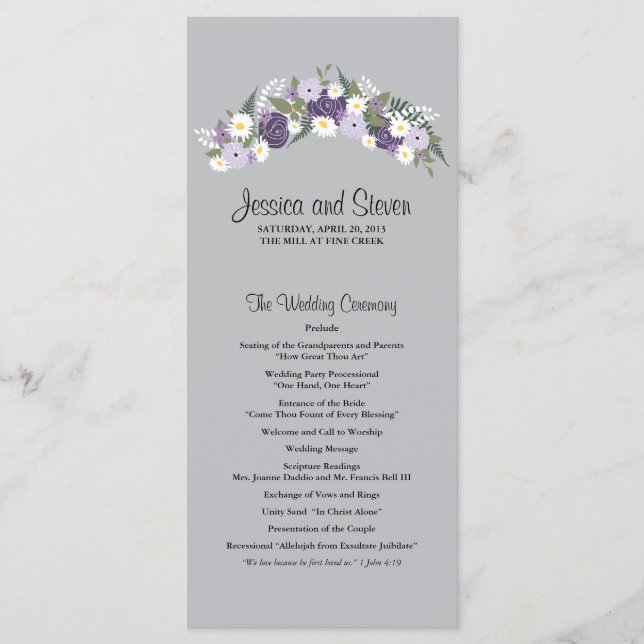 Morado Floral | Programa de Ceremonia (Anverso)