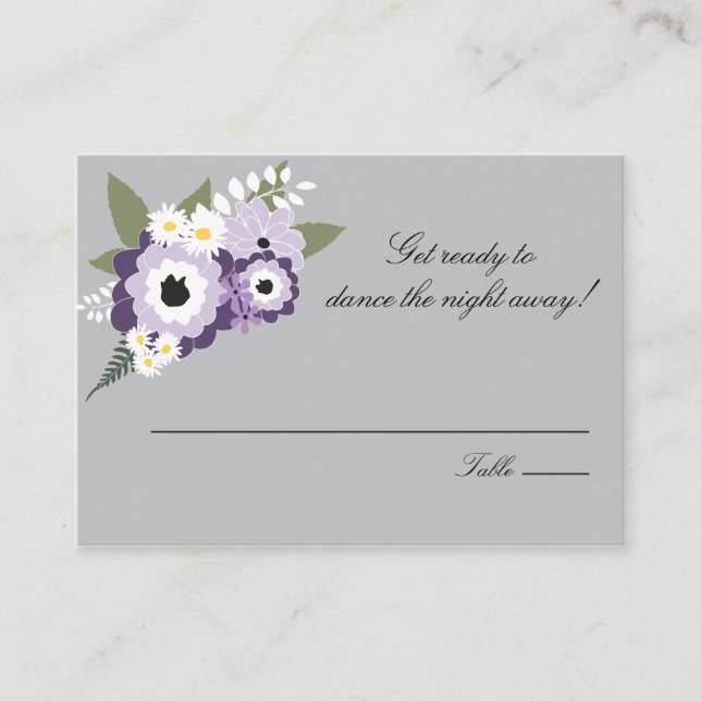 Morado Floral | Tarjeta de asiento Escort (Anverso)