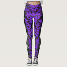 Morado Floral Victorian Steampunk Spandex Leggings