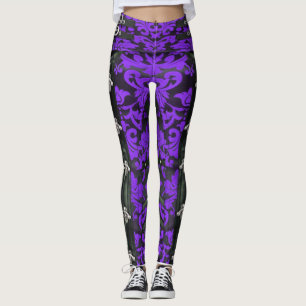Morado Floral Victorian Steampunk Spandex Leggings