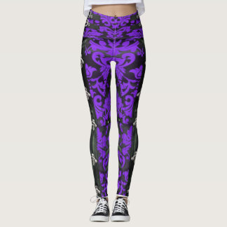Morado Floral Victorian Steampunk Spandex Leggings