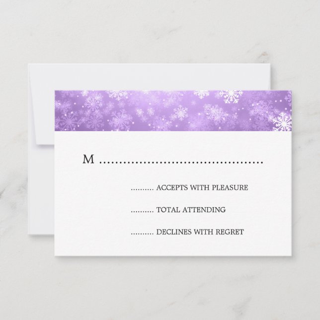 Morado invierno Maravilla elegante matrimonio RSVP (Anverso)