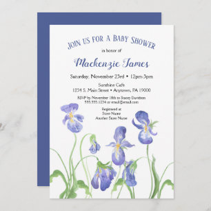 Morado Iris Baby Shower Invitación Primavera Flora
