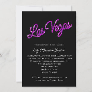 Morado Las Vegas Sparkles Invitación A La Boda