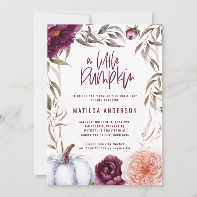 Morado + melocotón floral, calabaza caída ducha de (Anverso)