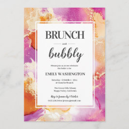 Morado, naranja y oro Brunch & Bubbly Invitación