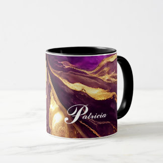 Morado personalizado y taza de mármol de oro