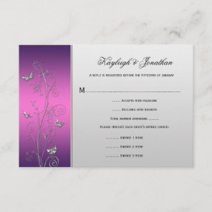 Morado Pink Silver Floral Butterflies RSVP