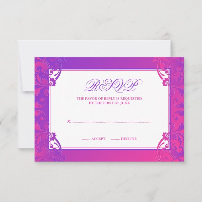 Morado Rosa Florece Bat Mitzvah RSVP (Anverso)