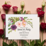 Morado Rubor color de agua rosa dulce de flores 16<br><div class="desc">Hermosa acuarela color púrpura y rosa brillante floral Dulce 16 cumpleaños invitación a chicas adolescentes. Póngase en contacto con nosotros para obtener ayuda sobre la personalización o para solicitar productos coincidentes.</div>