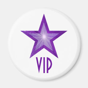 Morado Star 'VIP' imán de nevera blanco redondo