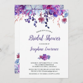Morado Suculento Foliage Bridal Shower Invitación