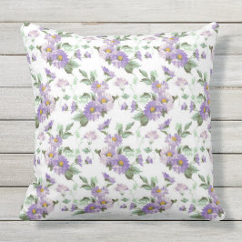 Morado victoriano floral almohada de tiro al aire 