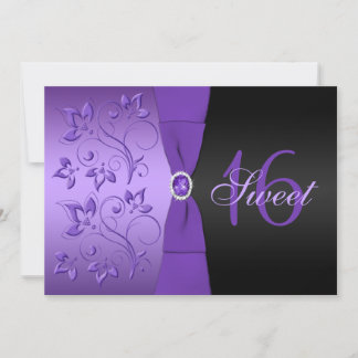 Morado y dulce negro Dieciséis invitaciones a fies