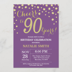 Morado y Oro Invitación al Diamante de Cumpleaños