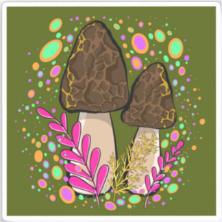 Morel Mushroom Vinyl Pegatina