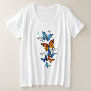 Morfo y monarca de las mariposas voladoras