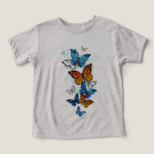 Morfo y monarca de las mariposas voladoras