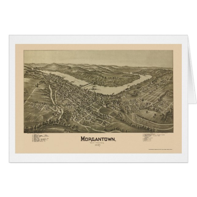 Morgantown, mapa panorámico de WV - 1897 (Anverso (Horizontal))