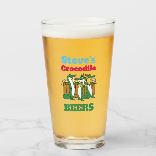 ¡MORIR! Pint Glass Crocodile BEERS 16oz - Añadir n (Anverso (lleno))