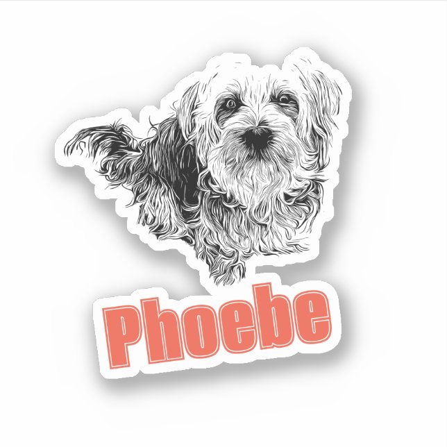 Morkie Dog Custom Name Etiqueta Vinyl Pegatina (Anverso)