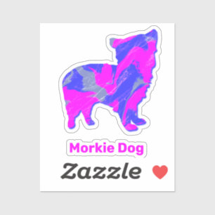 Morkie Dog Pegatina de corte con Personalizado azu