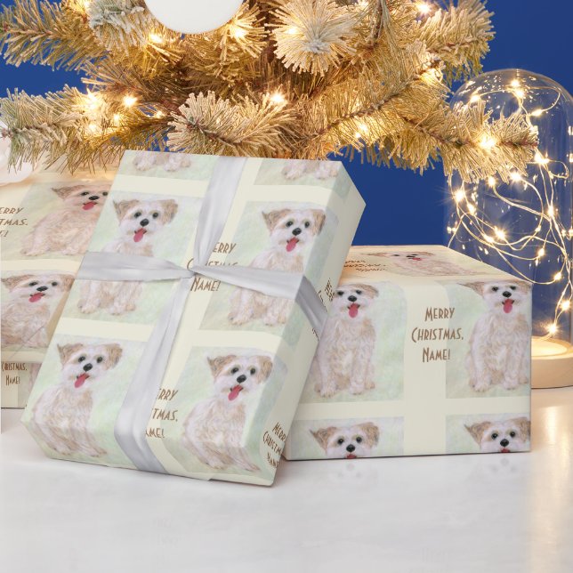 Morkie Perro Envolver Papel Con Texto (Vacaciones)