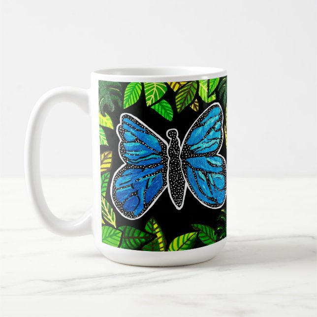 Morpho Mariposa taza de café (Izquierda)