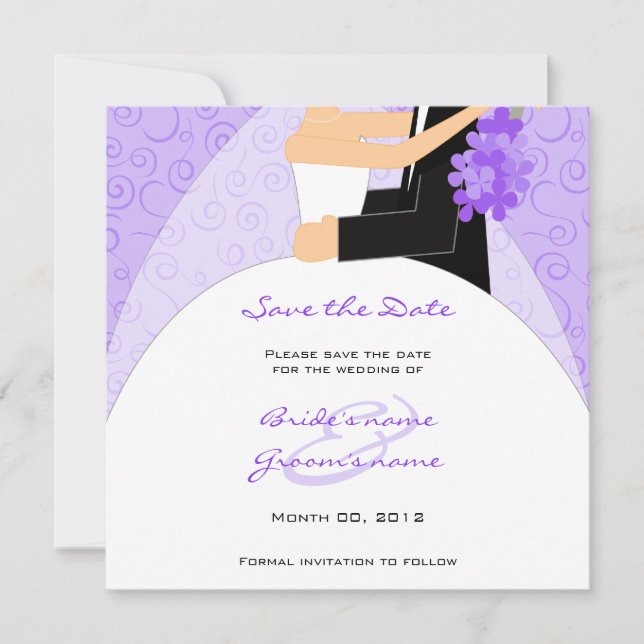 Morple Bride y Groom Guardar las tarjetas de fecha (Anverso)