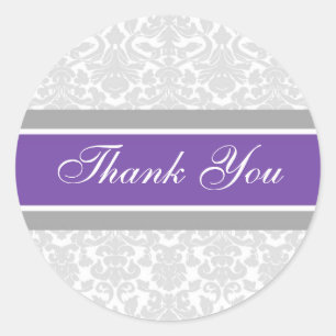 Morple Damask Gracias Sellos para sobres Bodas