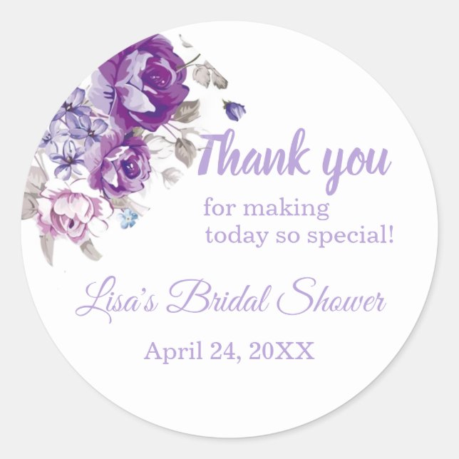 Morple Floral Gracias Pegatinas De Ducha (Anverso)