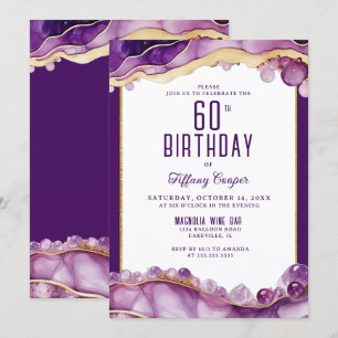 Morple Gold Marble Invitación a cumplir 60 años