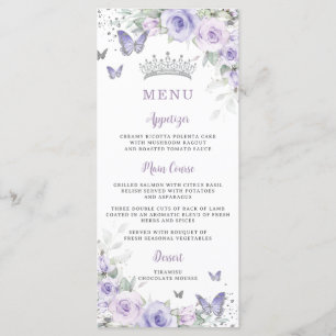 Morple Lavender Floral Butterflies Menú delgado