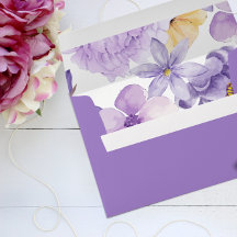 Morple Peonies Romance Boda Envelope Liner