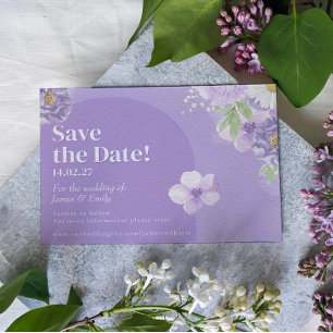 Morple Peonies Romance Guardar la tarjeta de fecha
