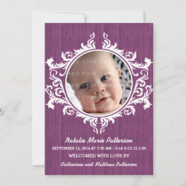 Morple Rustic Swirls Baby Invitación
