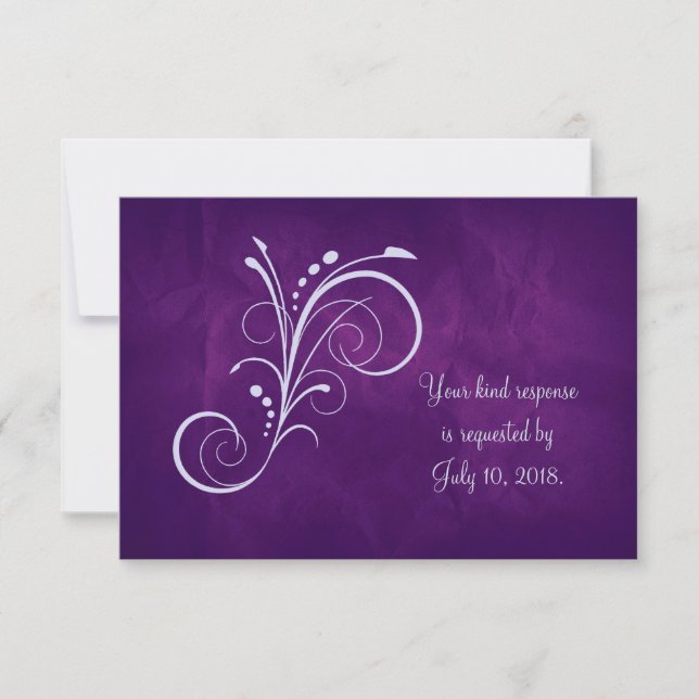 Morple Silver Swirl Wedding RSVP (Anverso)