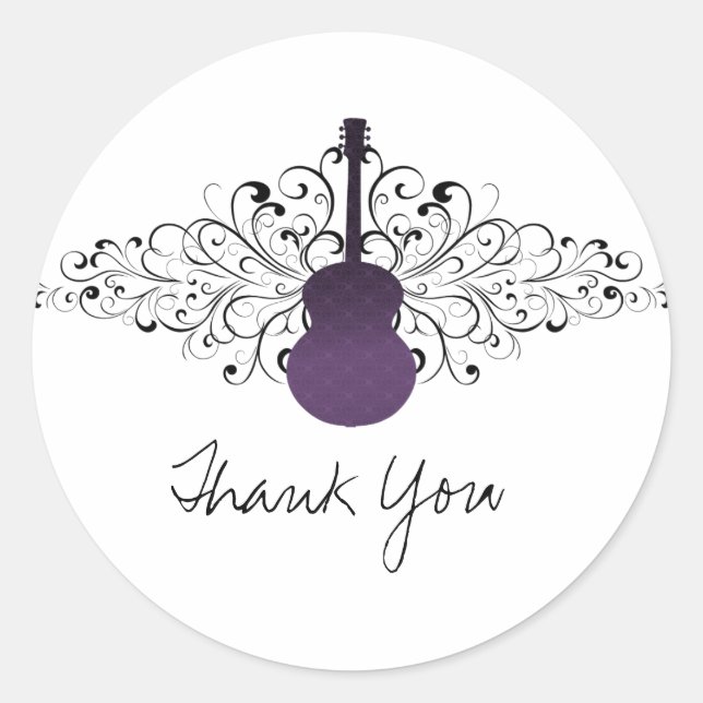 Morple Swirls Guitar Gracias Pegatinas (Anverso)